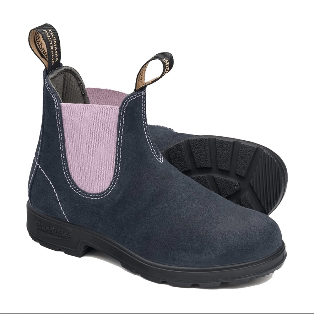 Blundstone ankle boot suede dark navy with lilac size 9 like new